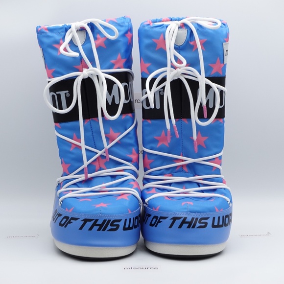 NEW MOON BOOT Icon Retrobiker Snow Boots Men's 11.5-13 / EU 45-47 Blue/White - Picture 4 of 9